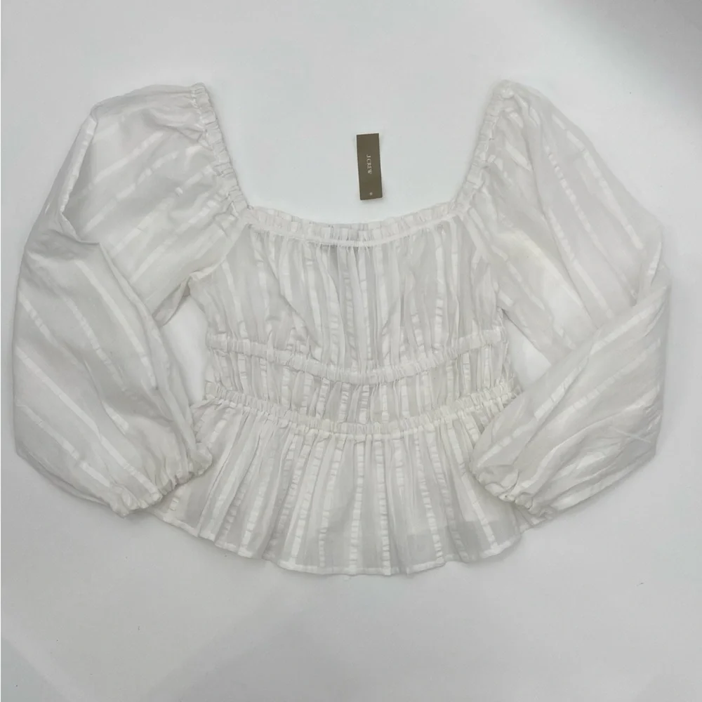 J.Crew White Cotton Puff Sleeve Blouse size S
